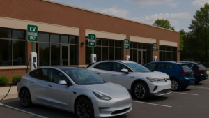 voitures électriques dans un stationnement public